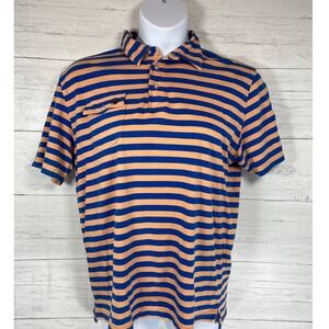 Southern Proper Orange‎ Blue Striped Short Sleeve Preppy Golf Polo Shirt Size M
